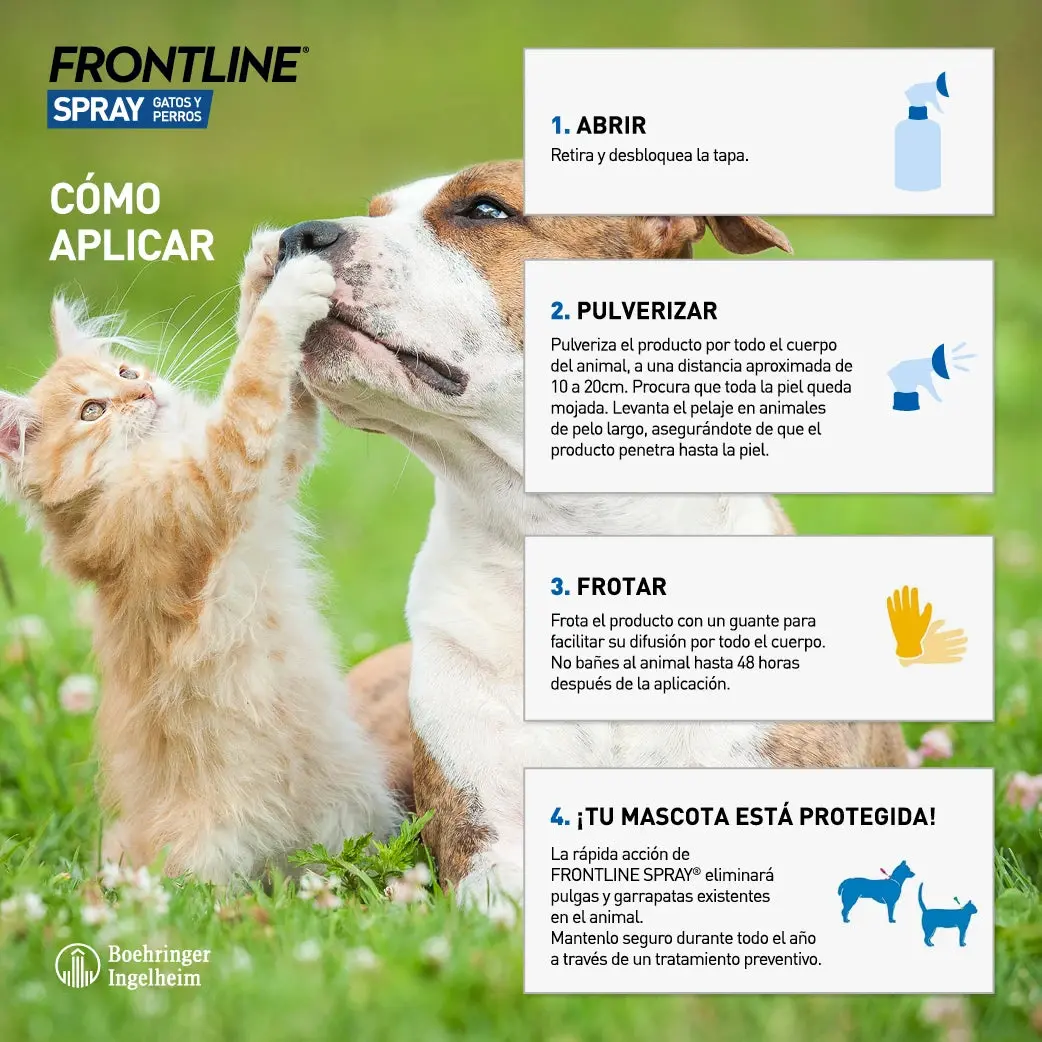 Frontline Spray Antiparasitario para Perros y Gatos | Elimina Pulgas, Garrapatas y Piojos - Image 3